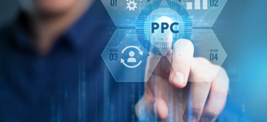 Pay per click payment technology digital marketing internet concept of virtual screen. PPC